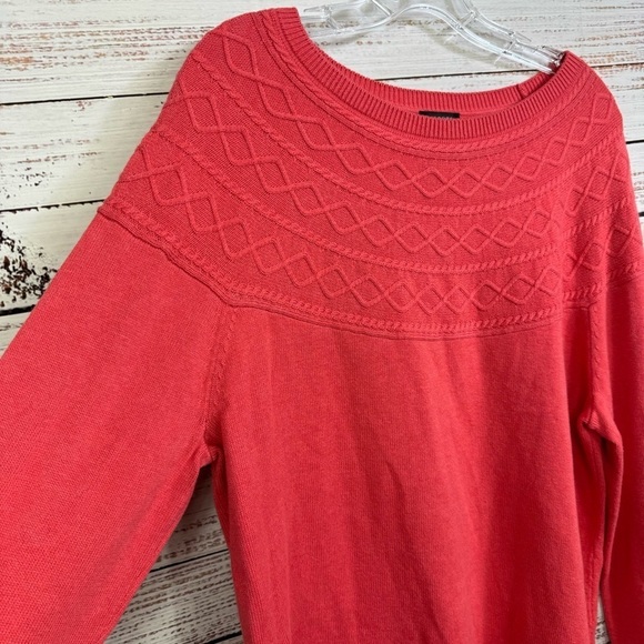 Talbots knit textured size x large pink cotton long sleeve crew neck sweater - Picture 4 of 7